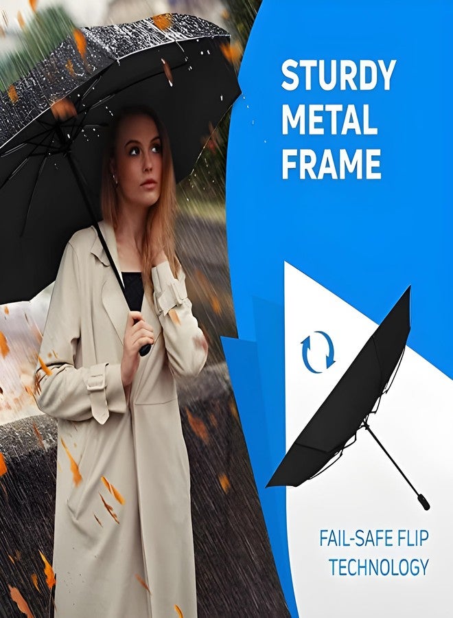 Lavonte Automatic Open Umbrella for Men & Women | Large Windproof UV Protection Umbrella for Rain & Sun (BLACK) - Image 4